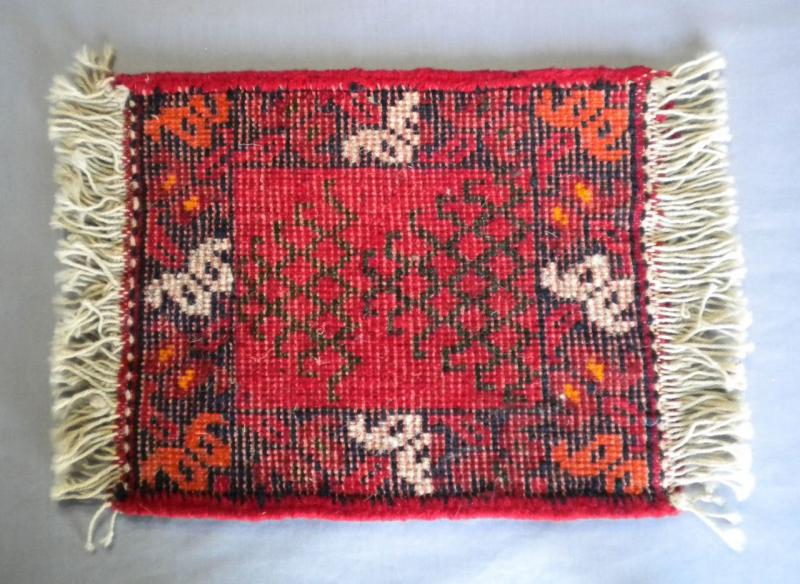2 Vtg Hand Woven Wool Small Fringed Rugs Mats Unknown
