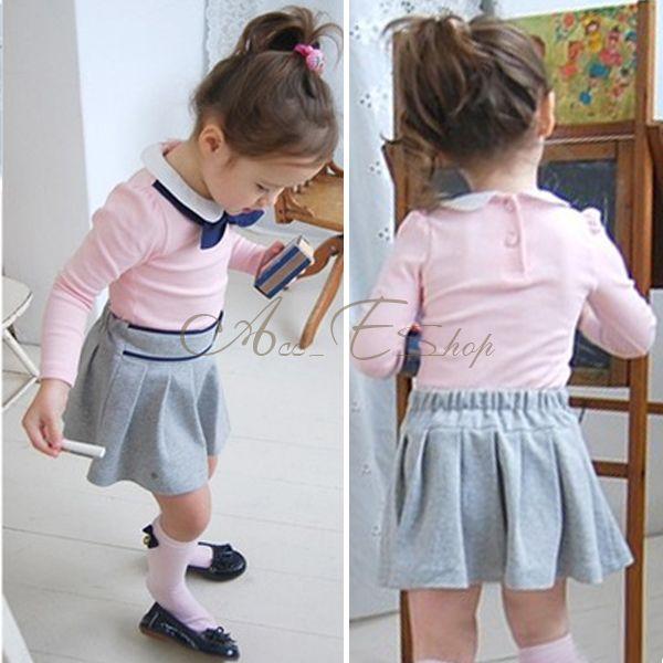 Girls Baby Kid Long Sleeve Top Shirt Skirt Tutu Dress Outfits Costume 2pc Sz 2 6