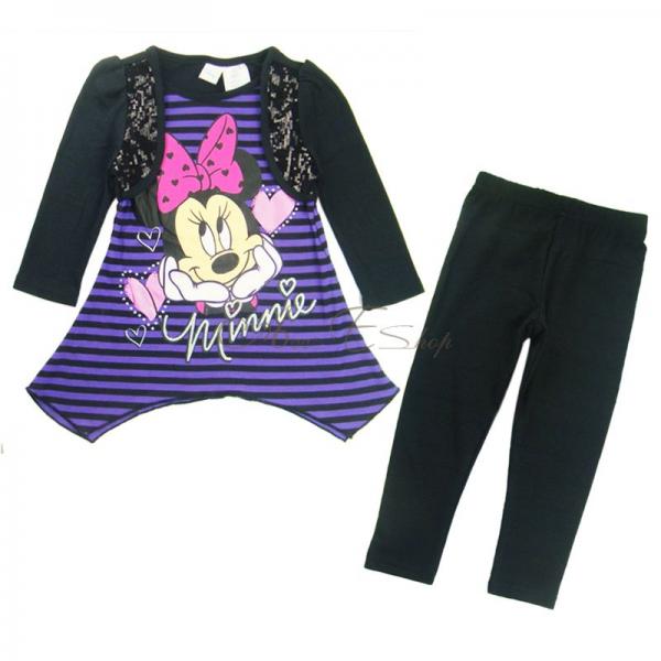 Girl Kid Minnie Mouse Long Sleeve Top Shirt Dress Leggings Outfit Costume Sz 2 5