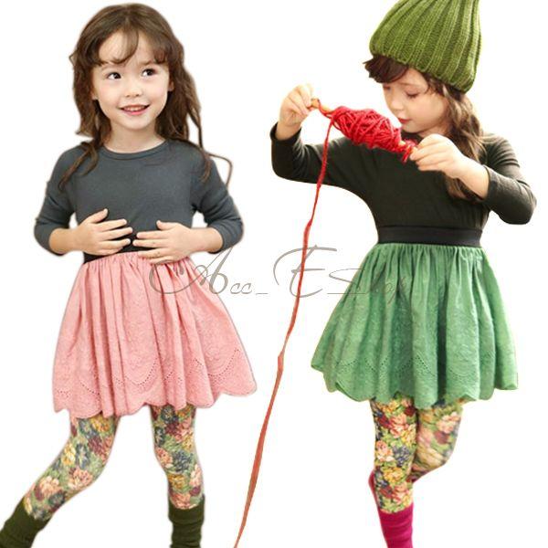 Girls Kids Long Sleeve Top Dress Hollow Tutu Party Costume Skirt Clothing Sz 2 6
