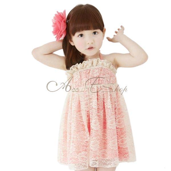 Cute Kids Lace Halter Dress Girls Lovely Summer Costume Clothes Ages 2 7 Years