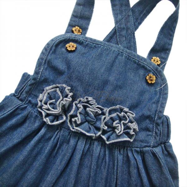 Girls Kid Toddler Denim Dress Jeans Overall Strap Cowgirl Flower Costume Sz 1 7
