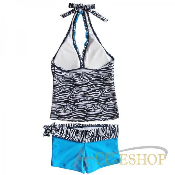 2pc Zebra Blue Girl Tankini Swimsuit Swimwear Bathing Suit Swimming Costume 9 10