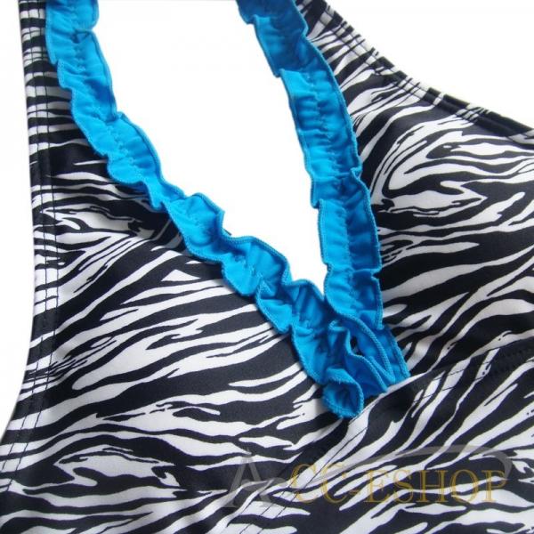 2pc Zebra Blue Girl Tankini Swimsuit Swimwear Bathing Suit Swimming Costume 9 10
