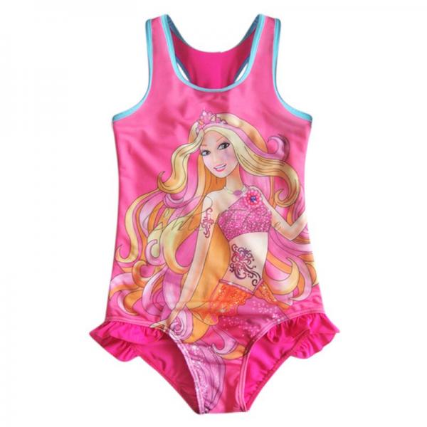 Girls Kid Barbie Princess Open Back Swimsuit Swimwear Swimming Costume ...