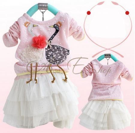 1pc Kids Baby Girls Swan Dress Knit Top Tulle Skirt Tutu Party Costume 1 4 Years