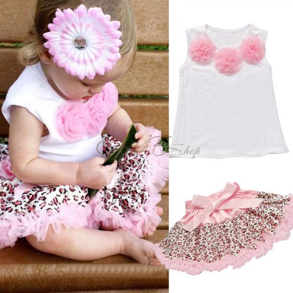 2pcs Baby Girls Kids Top Leopard Tutu Dress Skirt Pettiskirt Outfit 1 4 Years