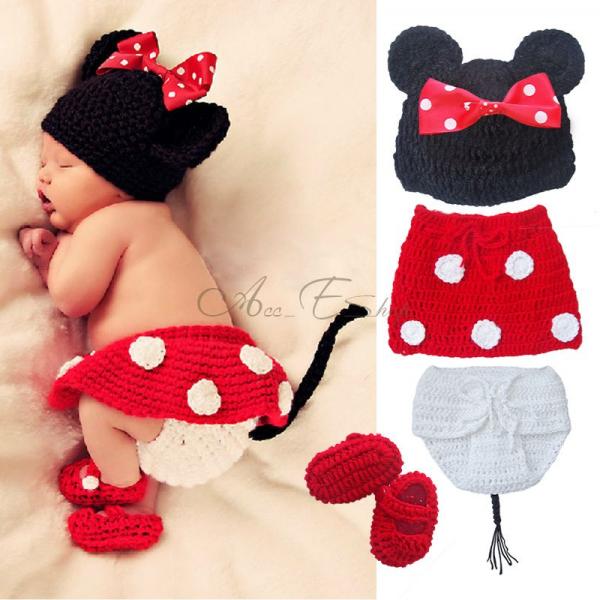 New Baby Boy Girls Crochet Animal Beanie Costume Outfit Set Hat Photo Prop 0 12M