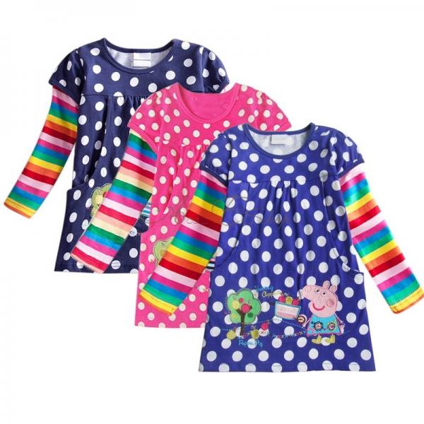 Peppa Pig Girls Baby Cotton Rainbow Long Sleeve Top Dress T Shirt Clothing 18M 6