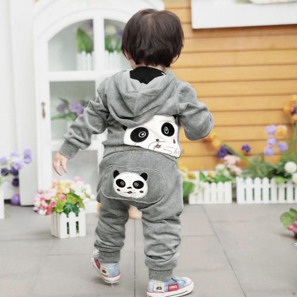 Baby Toddler Boy Girl Panda Hoodie Outerwear Top Pant Children Clothing 2pcs Set