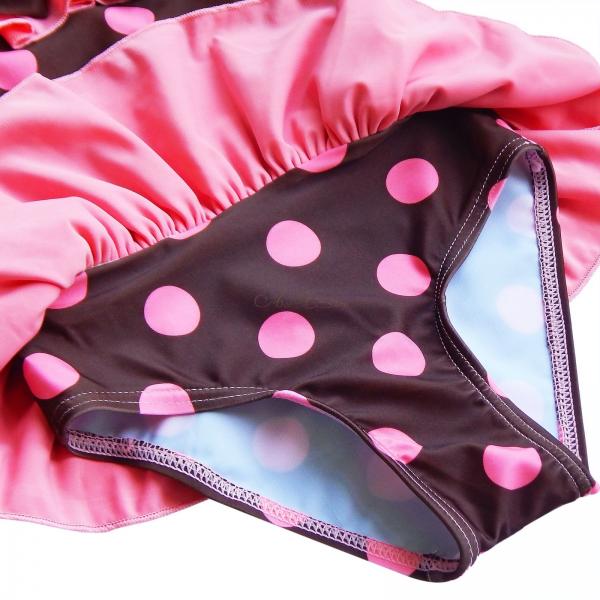 Polka Dots Girls Kids One Piece Tutu Skirt Swimsuit Swimwear Bathing Suit Sz 2 6