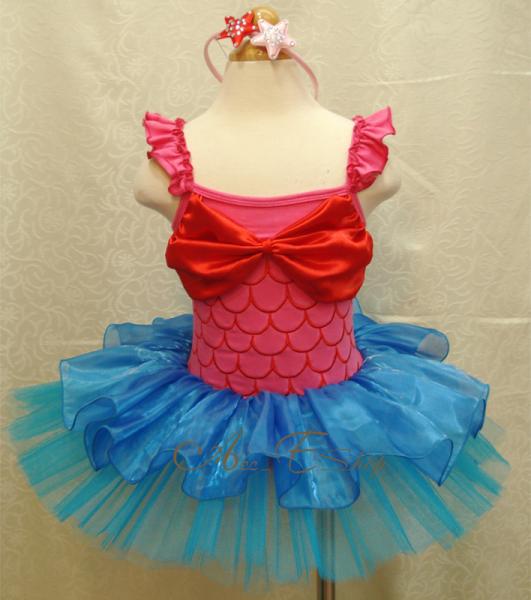 Girls Kids Ariel Mermaid Costume Dress Skirt Sz 2 8Y Ballet Fancy Tutu 