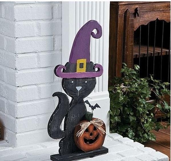 Black Witch Cat Indoor Outdoor Halloween Holiday Decor