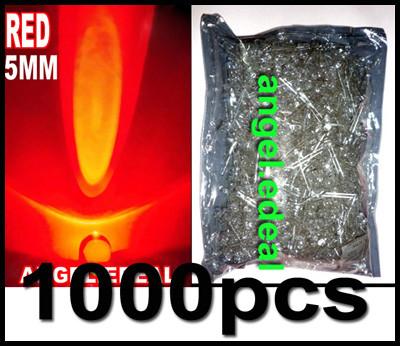 1000 Red 5mm 6000mcd LED Lamp Light Ultra bright YT  