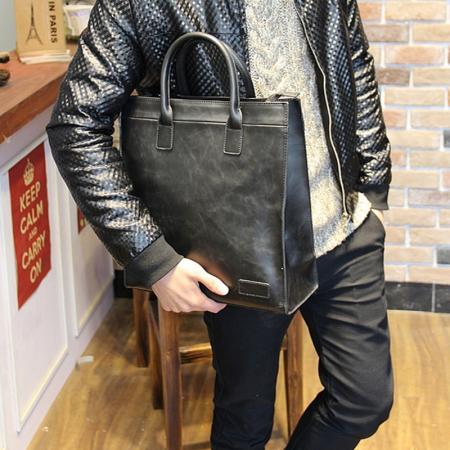 Black Men's Leather shoulder hand bags Messenger Briefcase Brown laptop ...