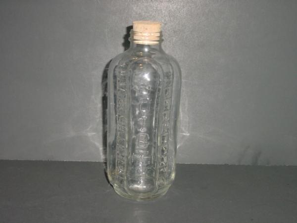 Vintage Clear Square Glass Refrigerator Bottle Water Juice 32oz Jar w Cork