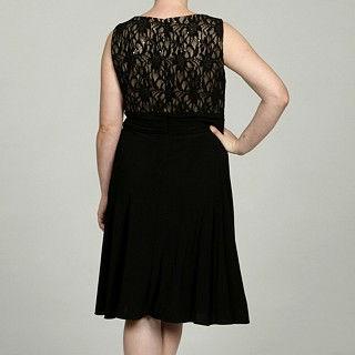 Jessica Howard Sequin Lace Bodice Black Cocktail Dress 16W