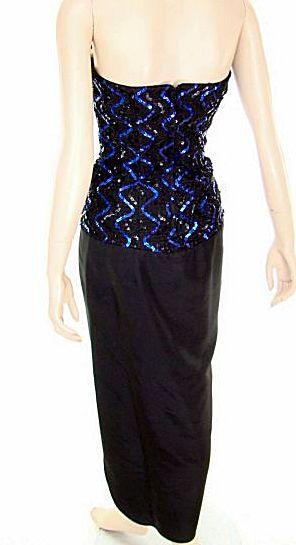 VTG 80s Strapless Sequin Drop Waist Side Pleat Skirt Party Prom Dress 