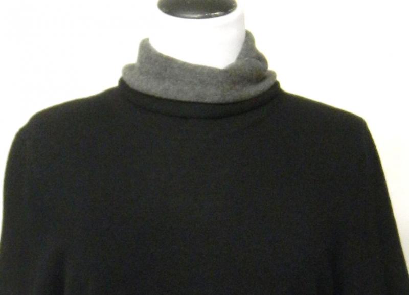 by  Size L Black Cashmere Gray Neck Trim Sweater 