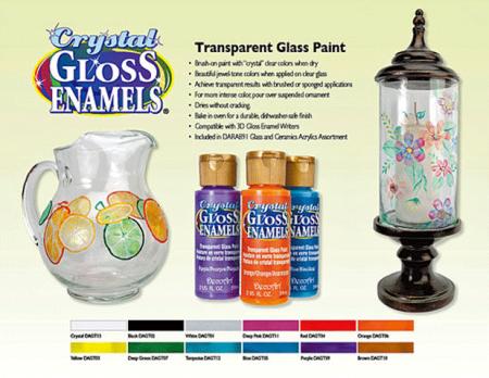DecoArt Crystal Gloss Enamels Transparent Glass Paint 2 oz Pick Your Color