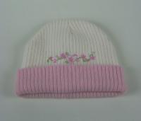 Winter White Acrylic Knit Infant Girl Beanie Hat / Cap size Infant 
