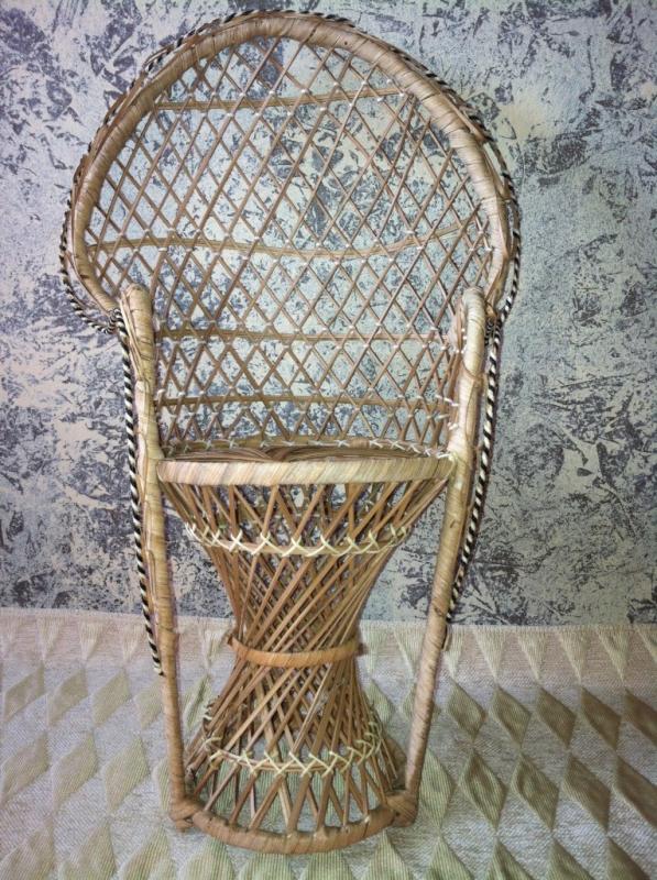 Oriental Wicker Patio Outdoor 18" Doll Furniture Chair American Girl High Back