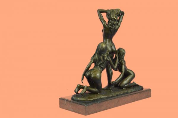 Unique Bronze Marble Statue Sensual Erotic Nude Girl Yoga 