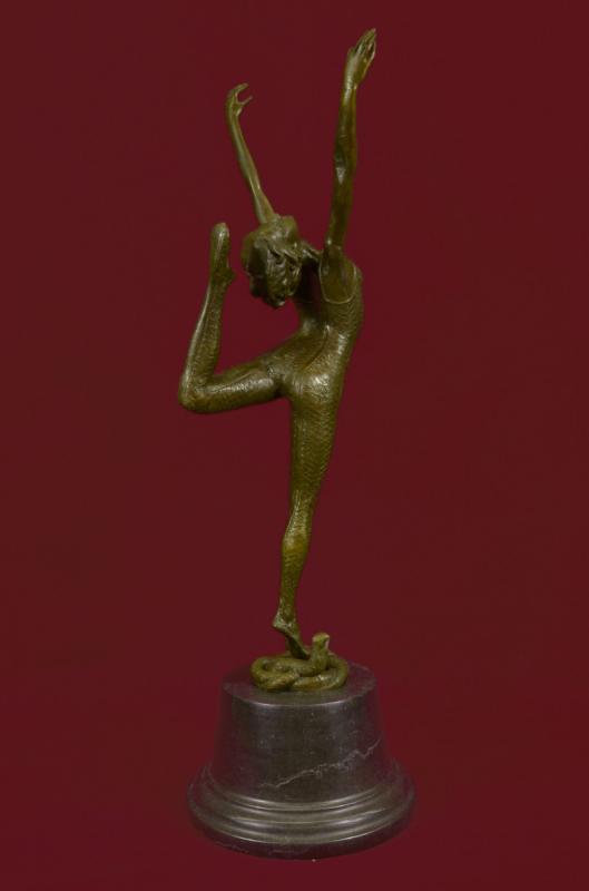 Ballerina Bronze Green Marble Sculpture Statue Figurine Decor