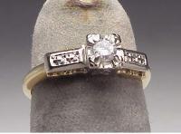 Vintage 14K Two Tone Gold Diamond Engagement Ring  