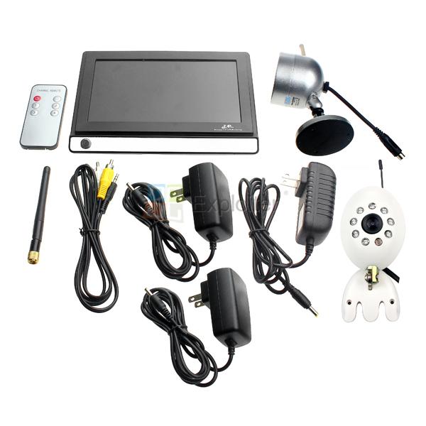 Wireless 2 4GHz DVR 7 0" LCD Monitoring LED Color Home Surveillance 2 Camera Kit