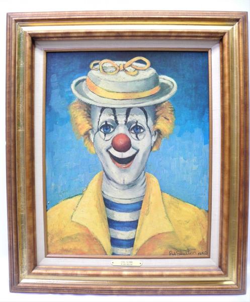 Signed 1950 RED SKELTON Lithograph Print on Canvas GIRL CLOWN #215 with ...