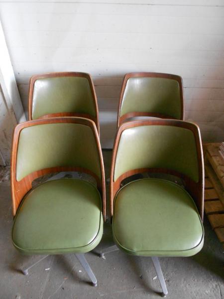 Set of 4 Signed Brody Mid Century Modern Upholstered Swivel Chairs