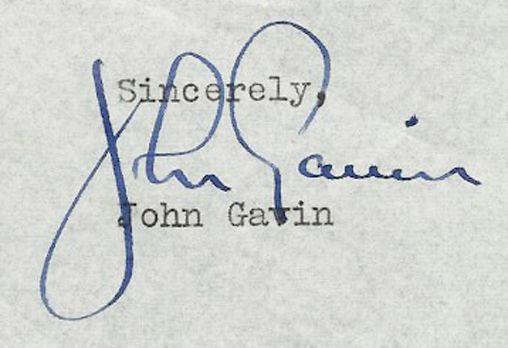 JOHN GAVIN VINTAGE 1968 ORIGINAL SIGNED TYPED LETTER TLS AUTOGRAPHED  