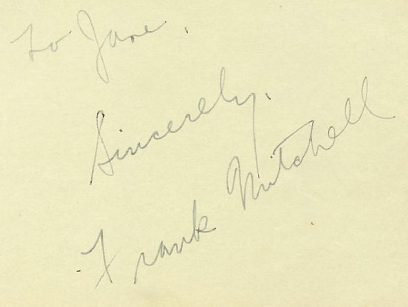 Frank Mitchell Vintage 1930s Original Signed Album Page Autographed