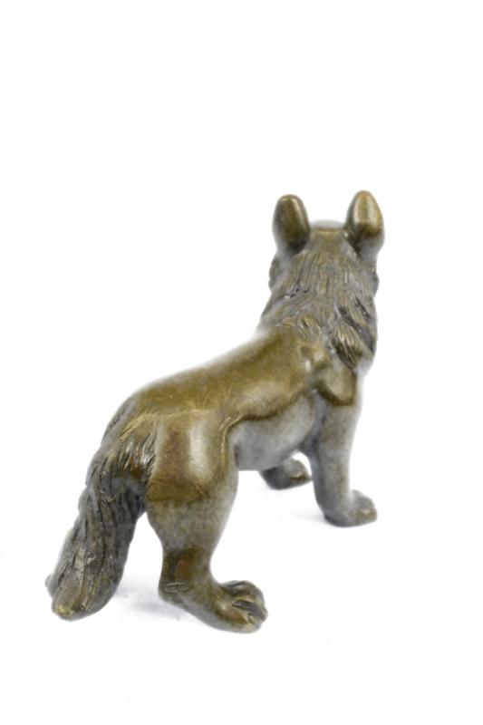 Attentive German Sheppard Bronze Statue Figurine Art Figure Animal