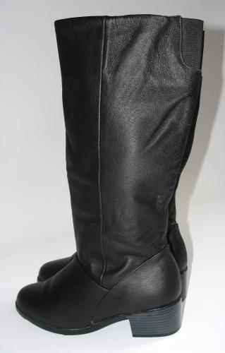 Vtg Womens Wide Calf Black Leather Riding Knee High Boots Shoes Flat Pirate 7 M