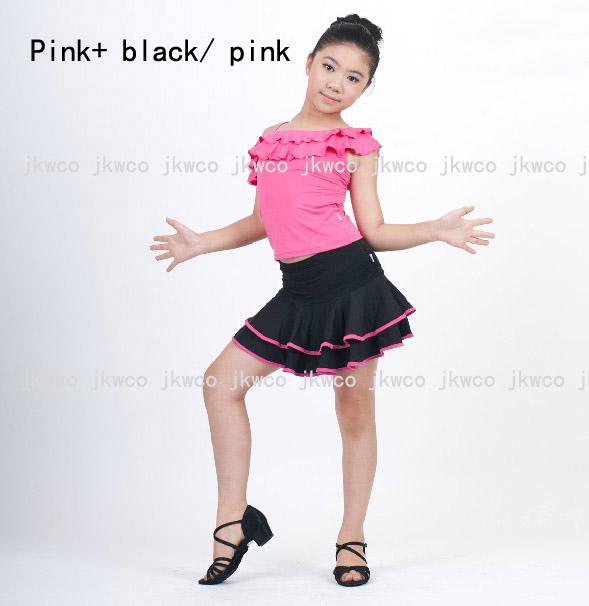 Kid Girl Latin Dance Dress Top Skirt Jive Rumba Child Ballroom Dance Costume