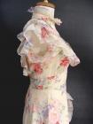 vintage 70s Long FLORAL RUFFLE PRAIRIE Dress Gown S 2 4  