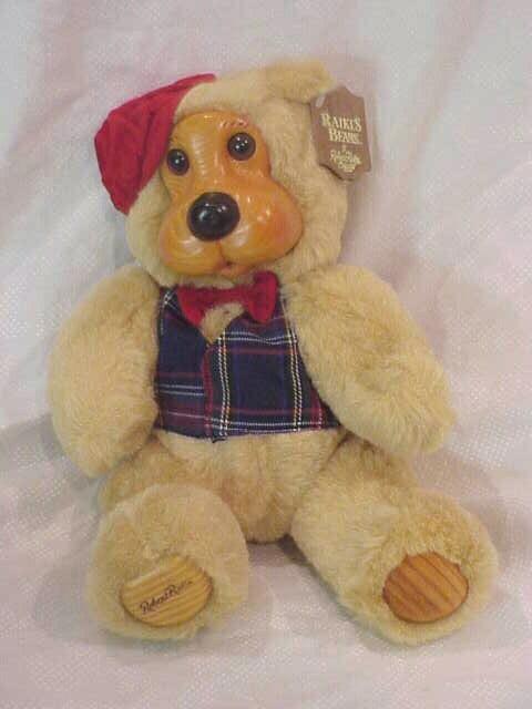 Raikes Bear Papa 1st Fathers Day w Red Hat Plaid Vest 1991 Hang Tag 9