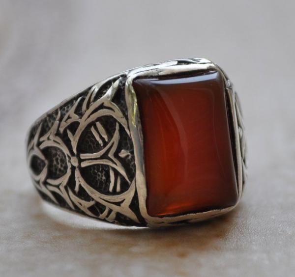 Middle Eastern Turkish style Agate aqeeq sterling Silver Men Ring | eBay