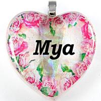 Name   Mya   925 Sterling Silver Heart Lampwork Dichroic Glass Pendant 