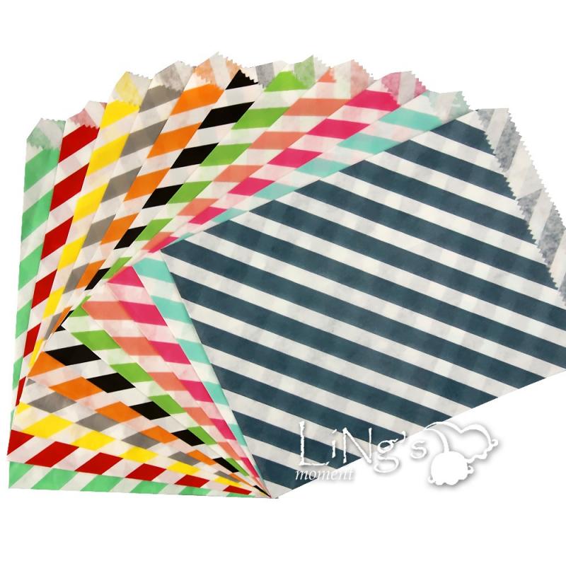 5"x7" Chevron Striped Polka Dot Flat Treat Paper Bags Wedding Party Favor Crafts