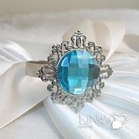 12 AQUA BLUE Gem Napkin Ring Wedding Bridal Shower Gift  