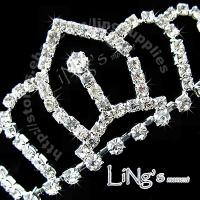Bridal Tiara Silver Crystal Wedding Crown Veil Headband  