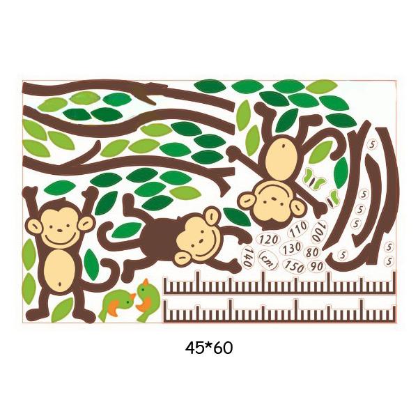 Hot Monkey Forest Removable Vinyl Wall Decal Stickers Kids Height Chart Measure