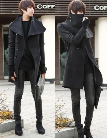 4 Size Men's NEW Stylish Korean Style Big Lapel Winter Cool Long ...