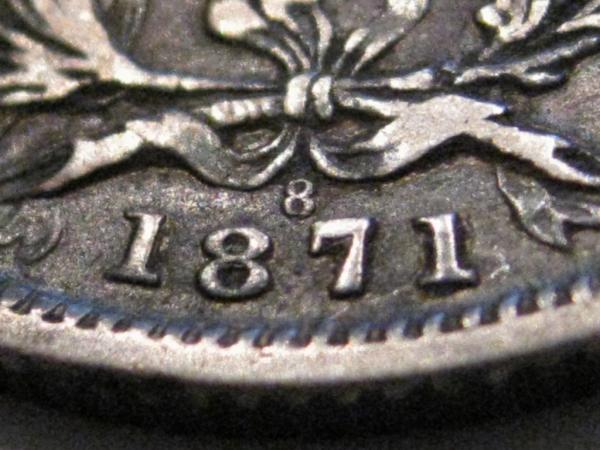 1871 DDO? (die 8) Sterling Silver Shilling. Great Britain. Victoria 