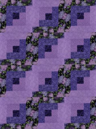 12 Block Log Cabin Pre Cut Quilt Kit Purple Floral Lilac Fabric 30 x 40