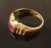 14k Yellow Gold Mens Ruby Red Color Stone Ring  