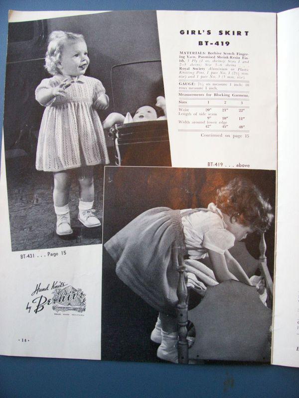 Vtg 40s 1949 Beehive "1 to 3 Toddlers" Clothing Knitting Patterns Book Boy Girl